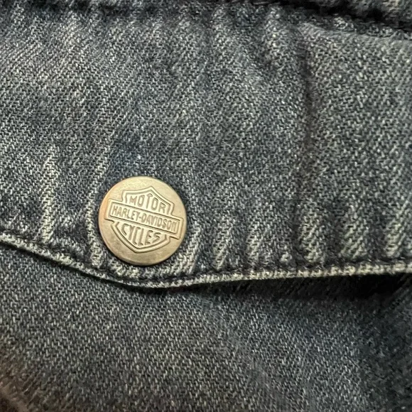 Vintage Harley Davidson 1990’s Denim Shirt Original Harley Metal Grommet Button - Picture 3 of 7
